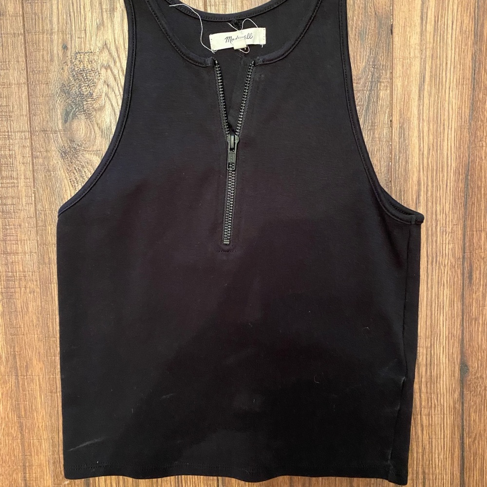 Madewell navy zipper top